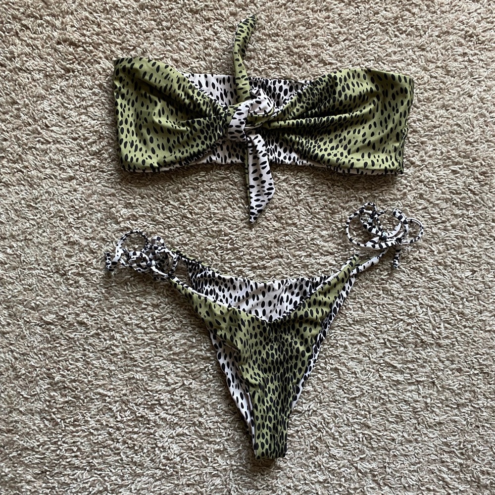 Reversible Animal Print Bandeau Bikini
